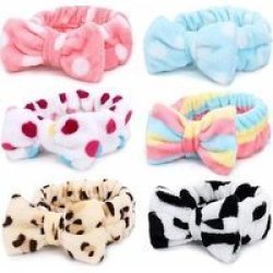 Bowknot Soft Fleece Cosmetic Spa Headbands 6 Pack