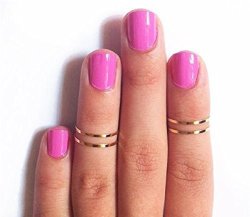 Eubuy Cute Fashion Gold 5 Pcs Set Stack Plain Above Knuckle Rings Joint Ring Midi Finger Rings For Women Girls