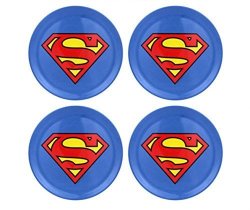 Superhero Snack Size Melamine Plates And Bowls Sets Batman Superman Man Of Steel Caped Crusader Warner Bros. Dc Comics Superman Logo Plate Set 4