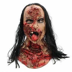 Halloween Horror Grimace Ghost Mask Scary Zombie Emulsion Skin With Hair Red