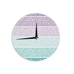 KESS InHouse Pom Graphic Design "riverside Pebbles Colored" Purple Teal Wall Clock 12