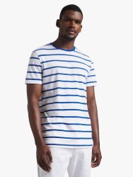 Men&apos S Horizontal Stripe Blue white T-Shirt