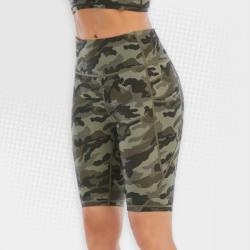 Ladies Army Camo Bike Shorts With Pocket UP53 - S