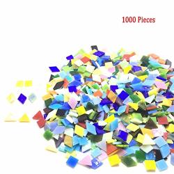 Hilitchi 1Lb Opaque Rhombus Shape Glass Mosaic Tiles for Crafts Colorful  Stained Glass Pieces Mosaic Projects Supply