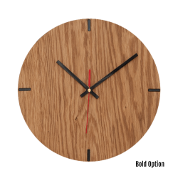 Mika Wall Clock In Oak - 300MM Dia Natural Bold Red Second Hand