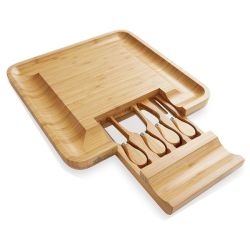 - Bamboo Cheese Board Platter And 4 Stainless Steel Cheese Knives
