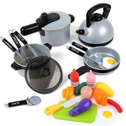 22 Pcs Kitchen Pretend Play Toys For Kids Toddlers Cookware Toys With Pots Pans Foods For Girls Boys Cooking Playset For 2 3 4