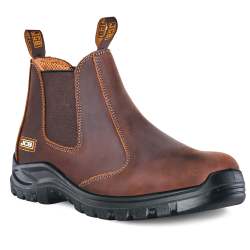 JCB Chelsea Brown Steel Toe Men's Boot Including Free High Quality Work Gloves - 5