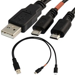 30CM USB 2.0 A Male Plug To 2 Micro Male Splitter Y Data Charge Cable Adapter