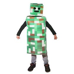 GREEN Pixel Robot Monster Child Costume Small 4-8