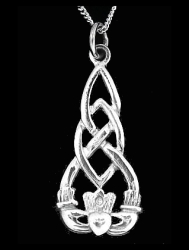Solid 925 Sterling Silver Celtic Pendant And Chain - Made In Ireland