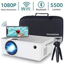 1080P HD Projector Wifi Projector Bluetooth Projector Fangor 230 Portable Movie Projector With Tripod Home Theater Video Projector Compatible With HDMI Vga USB Laptop