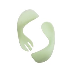 4 A Kid Curved Toddler Spoon And Fork - Green