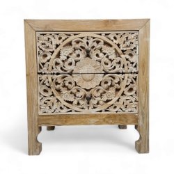 Wooden Madelyn Bedside Pedestal With Drawers Sotran Dekorativ