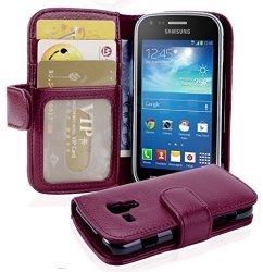 Cadorabo - Book Style Wallet Design For Samsung Galaxy Trend Plus S7580 With 3 Card Slots - Etui Case Cover Protection Pouch Skin In Bordeaux-purple