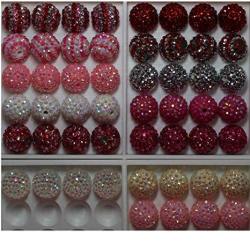 20MM Mix Of 52 Valentine Rhinestone Chunky Bubblegum Beads 13 Colors Resin Gumball Loose Beads Lot