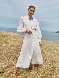 Allegra Lace Detail Midi Dress - 20 Ivory