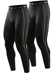 Neleus Men's 2 Pack Compression Pants Workout Running Tights Leggings 6027 Black Us L Eu XL