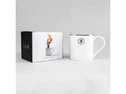 Gold Band Coffee Porcelain Mug In A Gift Box