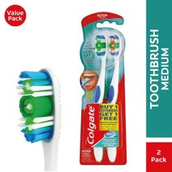 Colgate 360 Degrees Toothbrushes Medium 2 Pack