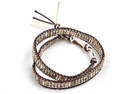 Blupear Champagne Brown Crystal Wrap Bracelet Hand Knotted Woven Multilayer 4MM Fashion Woven Bangle