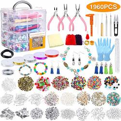 Pp Opount 1960 Pieces Jewelry Making Kit With Instructions Beads Charms Findings Jewelry Pliers Beading Wire For Necklace Bracelet Earrings Making And Repairing