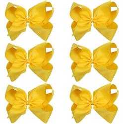 Large Boutique Hair Bows Alligator Clips 6 Pcs 8 Inch For Infant Baby Girl Teens Girls Women Hot Pink