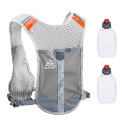 Triwonder Reflective Running Vest Hydration Vest Hydration Pack Backpack For Marathoner Running Race Cycling Grey - With 2 Water Bottles