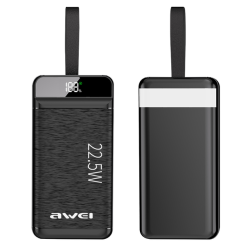 Awei 30000 Mah Fast Charge Power Bank With LED Light-all Phones Supported