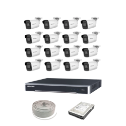 Hikvision 2MP Ip Camera Kit 16CH Nvr With 16 Poe 16 X 2MP Ip Bullet Cameras 30M Ir 2TB Hdd 300M Cable