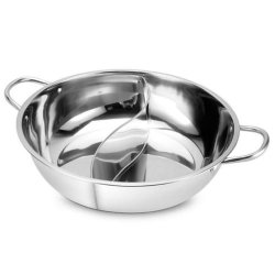 2 Pcs Stainless Steel Hot Pot Thicken Miso Hot Pot Two Ear Two Pot SIZE:28CM