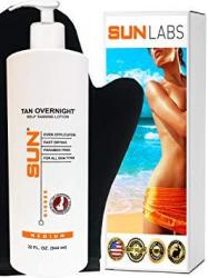 Sun Laboratories 32OZ Tan Overnight Self Tanning Lotion + Sun Laboratories Self Tanning Mitt Packaging May Very