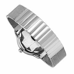 Men's Silver Shark Mesh Watch Band Metal Replacement Stainless Steel 24MM Watch Strap Flexible Milanese Sport Band With Quick Release