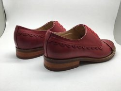 Yinzo Genuine Leather Ruffled Bullock Womens Shoes - Wine 4