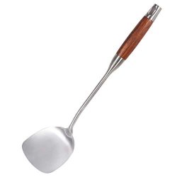Newness 304 Stainless Steel Wok Spatula Professional Wok Spatula Turner With Heat Resistant Wooden Handle Kitchen Utensil Cooking Shovel Scoop Ladle For Daily Cooking Use 15.31 Inches