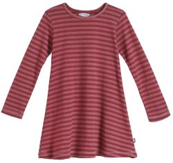 City Threads Baby Girls' Cotton Long Sleeve Dress Striped Red 18 24M