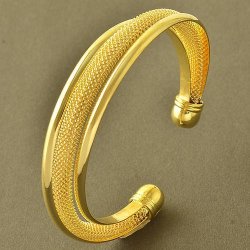 HandSome 9K Yellow Gold Filled Openwork Women's Cuff Bangle Bracelet