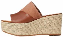 Amazon Brand - Find. Women's Wedge Mule Leather Espadrille Slip-on Sandals Brown Tan Us 8.5