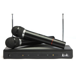 Dual Cordless Wireless Mic Microphone With Receiver