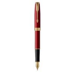 Sonnet Medium Stainless Steel Nib Fountain Pen Red With Gold Trim Black Ink - Presented In A Gift Box