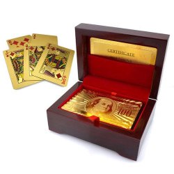 24k Gold Plated Poker Playing Cards With Box & Certificate Of Authenticity Super Item Fsc