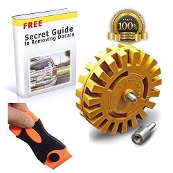 WHIZZY Wheel Vinyl Decal Remover. Decal Remover Wheel Car Bundle. Complete Auto Decal Remover Toolkit With Wheel Plastic Blade Decal Removal Blueprint Guide