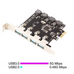 Ubit 4 Ports 5MBPS U3044 Expansion Card USB 3.0 Super Fast 5GBPS PCI Express Pcie For Windows SERVER?XP?7?VISTA?8?8.1?10 Pcs-build In Self-powered Technology-no Need Additional Power