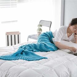 Feiuruhf Mermaid Tail Blanket Crochet And Mermaid Blanket For Adult Super Soft All Seasons Sleeping Blankets Blue