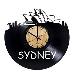 Sydney Record Wall Clock - Get Unique Of Living Room Wall Decor - Gift Ideas For Girls And Boys Big City In Australia Unique