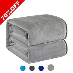 GSM WARMHARBOR330 Fleece Blanket Super Soft Warm Fuzzy Lightweight Couch For Bed sofa Blanket Queen 90X90 Inch Grey