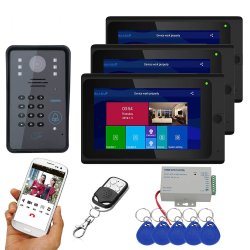 Ennio 7INCH 3 Monitors Wireless Wifi Rfid Password Video Door Phone Doorbell Interco