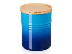 Le Creuset Medium Stoneware Storage Jar With Wooden Lid Azure