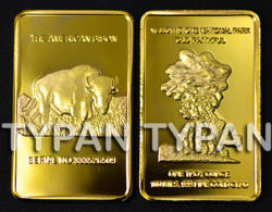 Yellow Stone National Park American Bison 24k Gold Clad Bullion Bar + Free Medallion