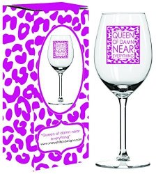 Mary Phillips 16 Oz Wine Glass - Queen Of Damn Near Everything